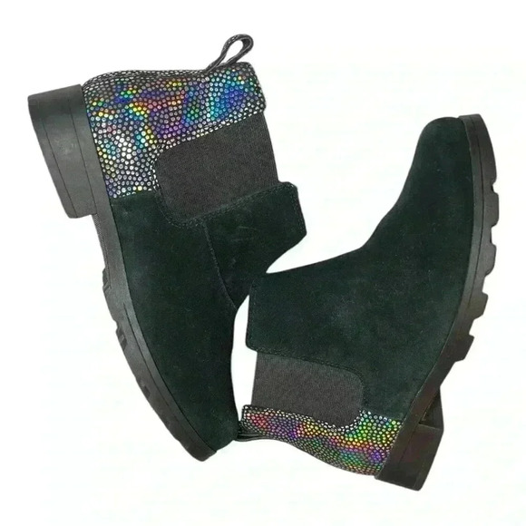 Sorel Women's Black Suede Iridescent Waterproof Booties Size 5 Preowned - Picture 7 of 11